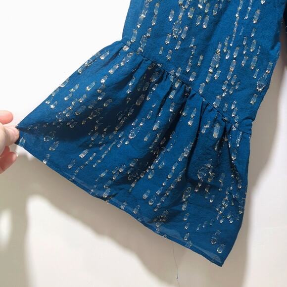 Lilly Pulitzer Matilda Chiffon Blouse Womens S Inky Tidal Fish Clip Teal Blue - Picture 5 of 8